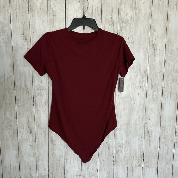 Auden Tops - Auden Burgundy Short Sleeve Bodysuit